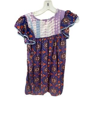 Jak & Peppar Girls Mixed Media Multicolored Short Sleeve Mini Dress Youth Size 8
